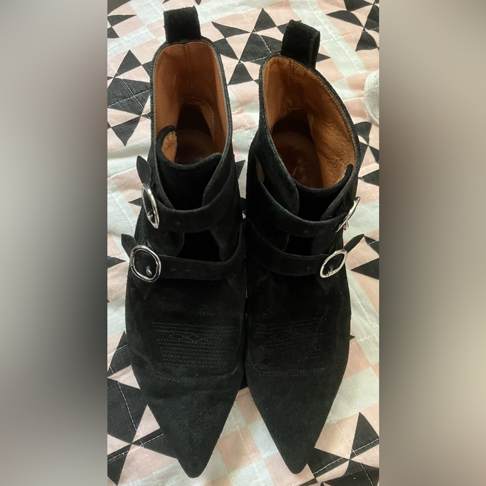 All Saints BOOTS black suede Leather ladies sz US 8.5 9 EU40 witch GOTH Rock NM